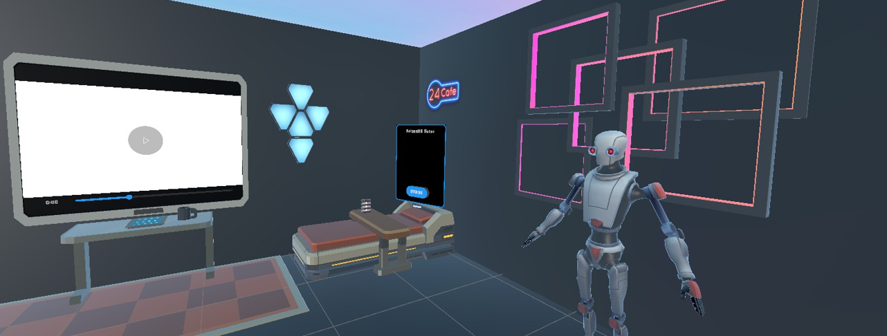 Engineer navigating an immersive industrial simulation with FalconVR controllers